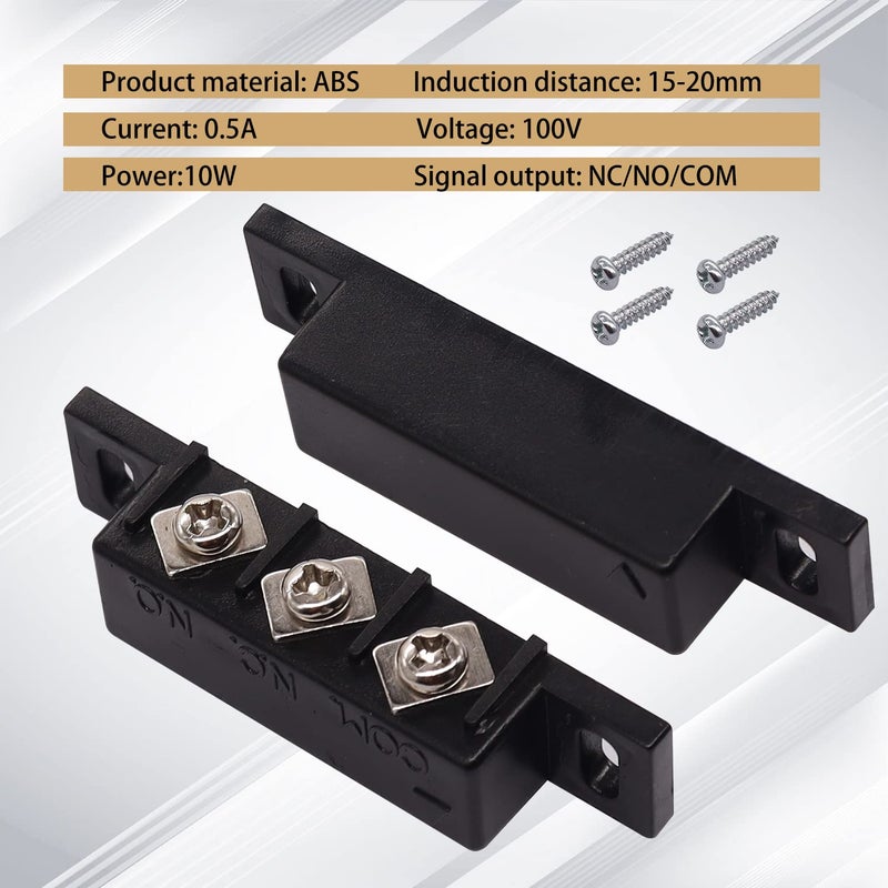 weideer 2pcs MC-31B Magnetic Reed Switch Wired Surface Mount Normally Open Closed NC NO Door Contact Sensor Alarm Magnetic Door Switch Black - Image 2